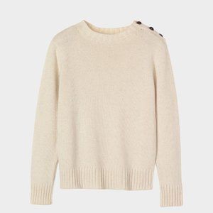 Toast UK NWT button shoulder pullover wool sweater vintage cream sz UK16